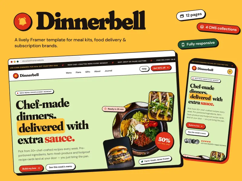 Dinnerbell, Framer template